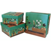Набор коробок Интерьер с глобусом, Зеленый, 17*17*9 см, 3 шт.