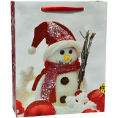 Пакет подарочный, Маленький снеговичок, с блестками, 32*26*10 см, 1 шт.