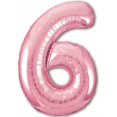 Шар (40''/102 см) Цифра, 6 Slim, Розовый фламинго, 1 шт. в упак. 