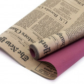Упаковочная бумага, Крафт (0,7*9,14 м) Газета New York Times, Винно-красный, 1 шт.
