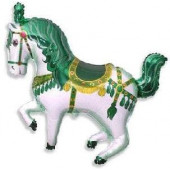 Шар (15''/38 см) Мини-фигура, Цирковая лошадка, Зеленый, 1 шт. 