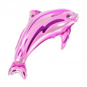 Шар с клапаном (17''/43 см) Мини-фигура, Дельфин, Розовый, 1 шт. 