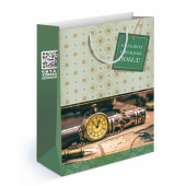 Пакет подарочный, Больших и важных побед! (часы), Зеленый, 31*22*10 см, 1 шт.