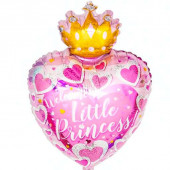 Шар (24''/61 см) Сердце, С Днем Рождения, Маленькая Принцесса, Розовый, 1 шт. 