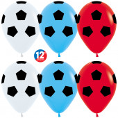 Шар (12''/30 см) Футбольный мяч, Триколор (005/015/041), пастель, 5 ст, 25 шт.