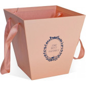 Коробка для цветов Трапеция, Best Wishes, Персиковый, 25*25*25 см, 1 шт.