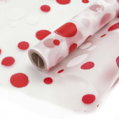 Упаковочная матовая пленка (0,6*10 м) Antique, Цветные точки, Красный/Белый, 1 шт.