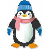 Шар (39''/99 см) Фигура, Пингвин в шапочке, 1 шт. 