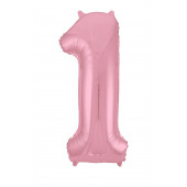 Шар (40''/102 см) Цифра, 1 Slim, Розовый фламинго, 1 шт. в упак. 