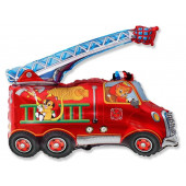Шар (14''/36 см) Мини-фигура, Пожарная машина, Красный, 1 шт. 