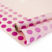 Упаковочная матовая пленка (0,6*10 м) Модные точки, Светло-розовый, 1 шт.