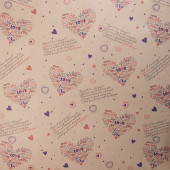 Упаковочная бумага, Крафт (0,7*10 м) Сердца, Фиолетовый/Красный, 1 шт.