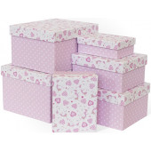Набор коробок Нежные единороги, Розовый, 25*21*15 см, 6 шт.