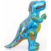 Шар (25''/64 см) Ходячая Фигура, Динозавр Аллозавр, Синий, 1 шт. в упак. 