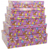 Набор коробок Тигрята с подарками, Розовый, 40*28*10 см, 5 шт.