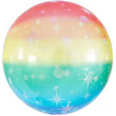 Шар (18''/46 см) Сфера 3D, Deco Bubble, Звездные искры, Радужный, Кристалл, 1 шт. в упак. 