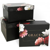 Набор коробок GRACE, Роскошные цветы, Черный, 23*19*13 см, 3 шт.