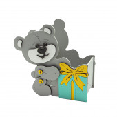 Декоративный ящик Мишка с подарком, Серый, 17*8*16 см, 1 шт.