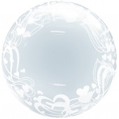 Шар (18''/46 см) Сфера 3D, Deco Bubble, Воздушные сердца, Прозрачный, Кристалл, 1 шт. в упак. 