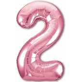 Шар (40''/102 см) Цифра, 2 Slim, Розовый фламинго, 1 шт. в упак. 