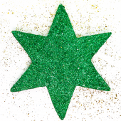 Фигура из пенопласта Звезда, Зеленый, Металлик, 10 см, с блестками, 1 шт.