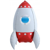 Шар (27''/69 см) Фигура, 3D Ракета, Красный, 1 шт. 