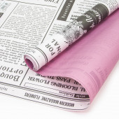 Упаковочная бумага, Крафт (0,6*7,5 м) Газета, Цветочный букет, Черный/Марсала, 1 шт.