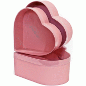 Набор коробок Сердце, Прозрачное окно, Розовый, 28*25*11 см, 3 шт.