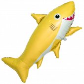 Шар (39''/99 см) Фигура, Счастливая акула, Желтый, 1 шт. 