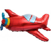 Шар с клапаном (15''/38 см) Мини-фигура, Самолет, Красный, 1 шт. 