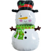 Шар (35''/89 см) Фигура, Снеговик в зеленом шарфе, 1 шт. 