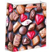 Пакет подарочный, Шоколадное ассорти с сердечками, 24*18*9 см, 1 шт.