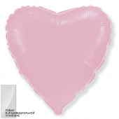 Шар (18''/46 см) Сердце, Розовый, 1 шт. в упак. 