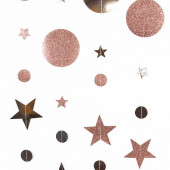 Гирлянда-подвеска Круги и звезды, Розовое Золото, Металлик, с блестками, 400 см, 1 шт.
