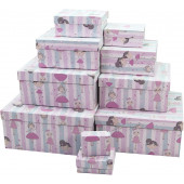 Набор коробок Маленькие принцессы, Розовый, 24*22*11 см, 10 шт.