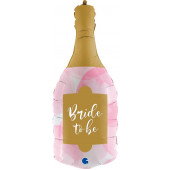 Шар (36''/91 см) Фигура, Бутылка, Свадебное Шампанское, Розовый, 1 шт. 