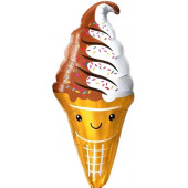 Шар (47''/119 см) Фигура, Мороженое, Вафельный рожок, Шоколадный/Белый, 1 шт. 