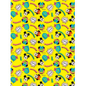 Упаковочная бумага (0,7*1 м) Микки Маус, Поздравляю!, Желтый, 1 шт.