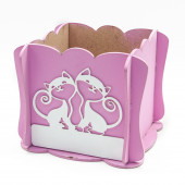 Декоративный ящик Влюбленные котики, Розовый, 13*15*12 см, 1 шт.