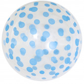 Шар (18''/46 см) Сфера 3D, Deco Bubble, Голубое конфетти, Прозрачный, Кристалл, 1 шт. 