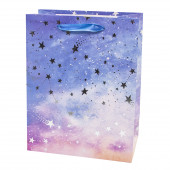 Пакет подарочный, Млечный путь в космосе, Голубой, Металлик, 23*18*10 см, 1 шт.