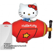 Шар (14''/36 см) Мини-фигура, Hello Kitty, Котенок в самолете, Красный, 5 шт. в упак. 