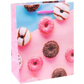 Пакет подарочный, Пончики с глазурью, Розовый, 14*11*6 см, 1 шт.