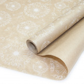 Упаковочная бумага, Крафт 40гр (0,6*10 м) Одуванчики, Белый, 1 шт.