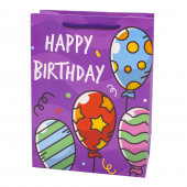 Пакет подарочный, С Днем Рождения! (яркие шарики), Фиолетовый, 32*26*10 см, 1 шт.