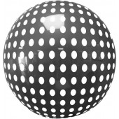 Шар (18''/46 см) Сфера 3D, Deco Bubble, Белые точки, Черный, 1 шт. в упак. 