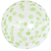 Шар (18''/46 см) Сфера 3D, Deco Bubble, Зеленое конфетти, Прозрачный, Кристалл, 50 шт. 