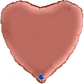 Шар (18''/46 см) Сердце, Розовое Золото, Сатин, 1 шт. 