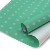 Упаковочная бумага, Крафт 70гр (0,6*10 м) Белые точки, Зеленая бирюза, 1 шт.