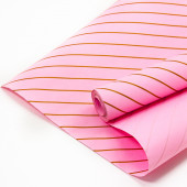 Упаковочная бумага, Крафт (0,7*8,5 м) Полоски Люрекс, Розовый, 1 шт.